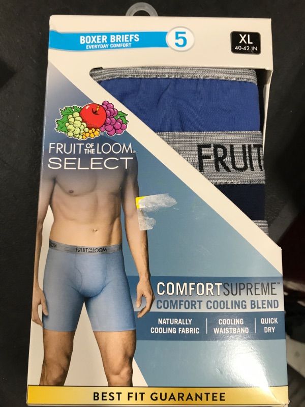 Photo 2 of Fruit of the Loom Select Men's Comfort Supreme Cooling Blend Boxer Briefs 5pk - Colors May Vary -XL-
