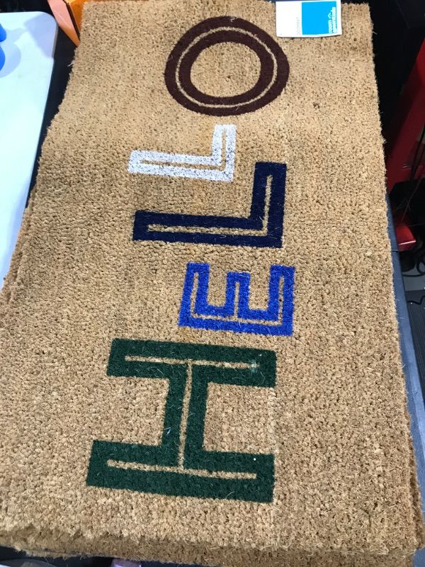 Photo 2 of 1'6"x2'6" Hello Colorblocked Coir Doormat - Room Essentials™

