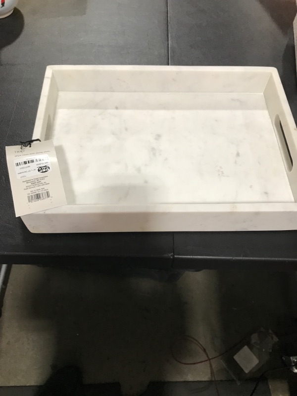 Photo 2 of 14" x 10" Decorative Marble Rectangle Tray White - Project 62™

