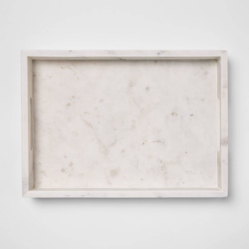 Photo 1 of 14" x 10" Decorative Marble Rectangle Tray White - Project 62™

