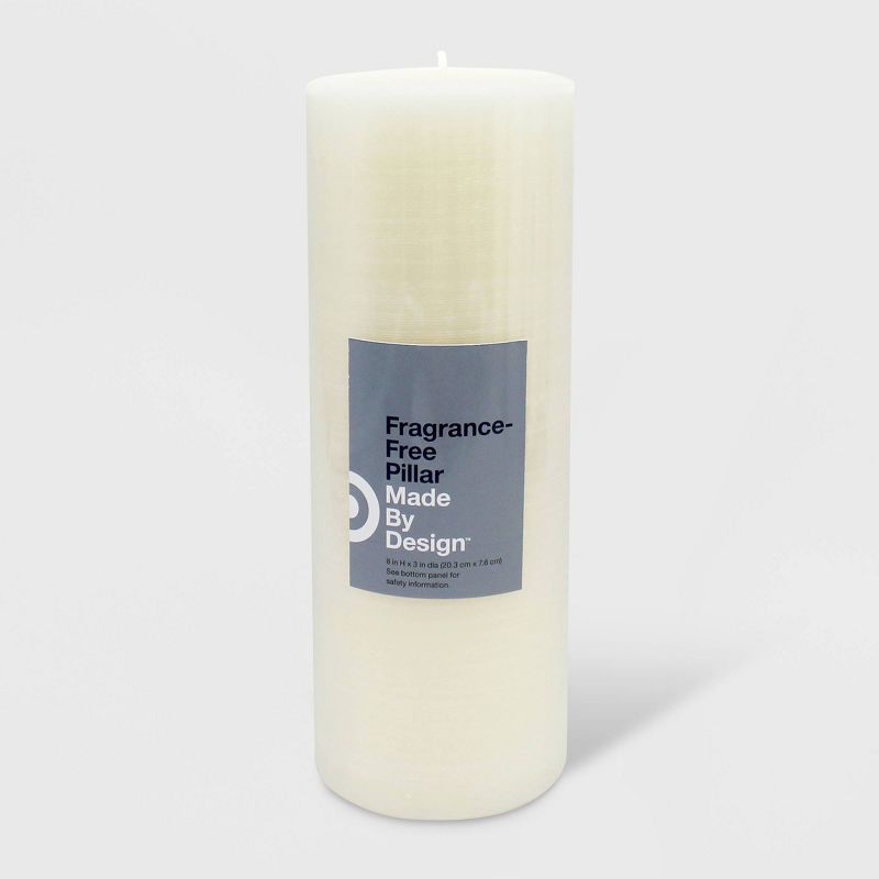 Photo 1 of Unscented Pillar Candle Cream - Made By Design™ x2 - (4"x3" + 8"x3")

