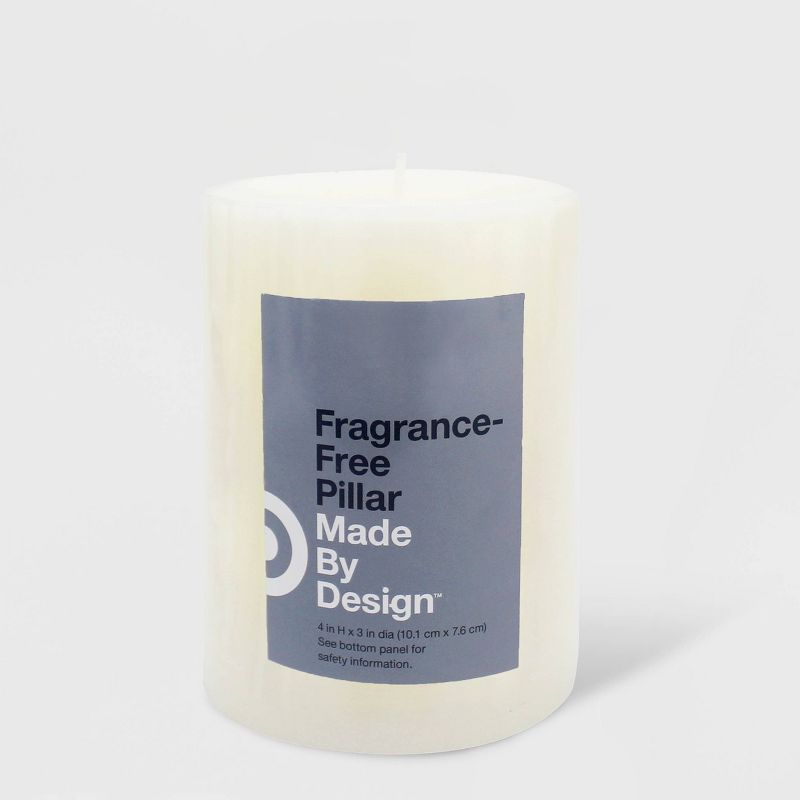 Photo 3 of Unscented Pillar Candle Cream - Made By Design™ x2 - (4"x3" + 8"x3")

