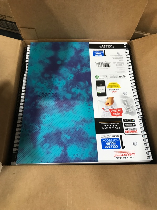 Photo 2 of 12 of the Five Star 1 Subject College Ruled Spiral Notebook Blue

