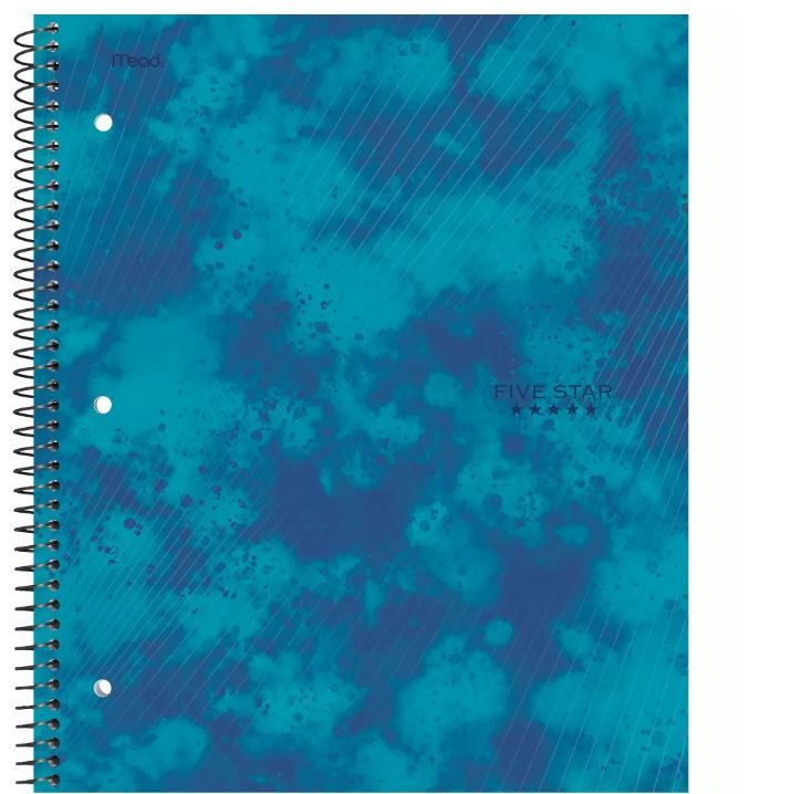 Photo 1 of 12 of the Five Star 1 Subject College Ruled Spiral Notebook Blue

