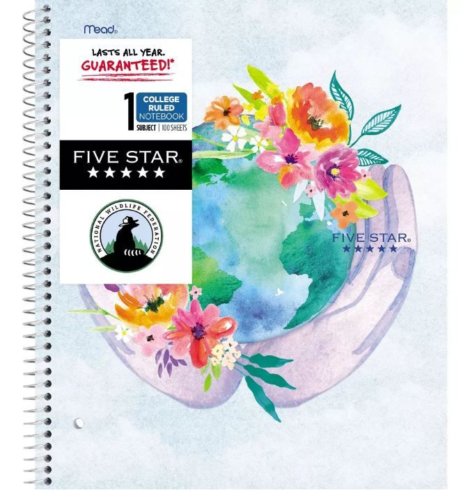 Photo 1 of 12 of the Five Star and National Wildlife Federation College Ruled 1 Subject Spiral Notebook Plus Study App Earth

