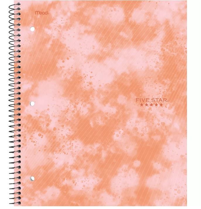 Photo 1 of 12 of the Five Star 1 Subject College Ruled Spiral Notebook Pink

