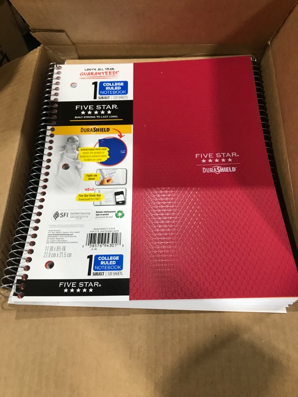 Photo 2 of 12  of the Spiral Notebook 1 Subject College Ruled Anti-Microbial Red - Five Star