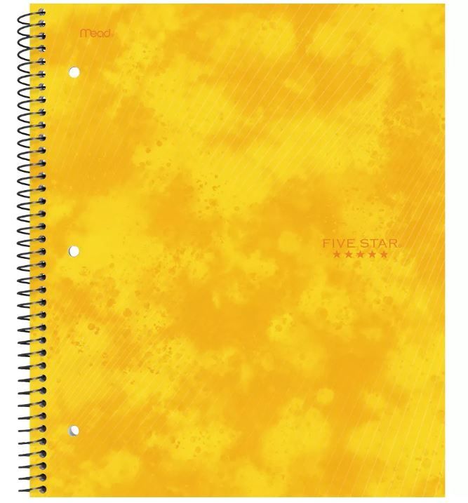 Photo 1 of 12 of the Five Star 1 Subject College Ruled Spiral Notebook Yellow

