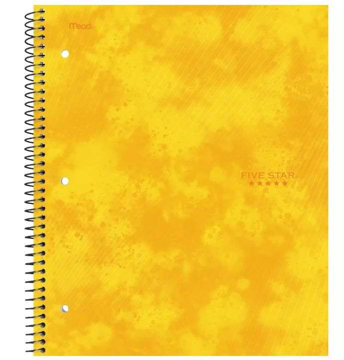 Photo 1 of 12 of the Five Star 1 Subject College Ruled Spiral Notebook Yellow

