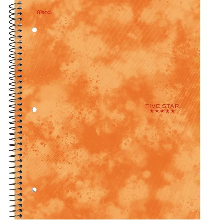 Photo 1 of 12 of the Five Star 1 Subject College Ruled Spiral Notebook Orange

