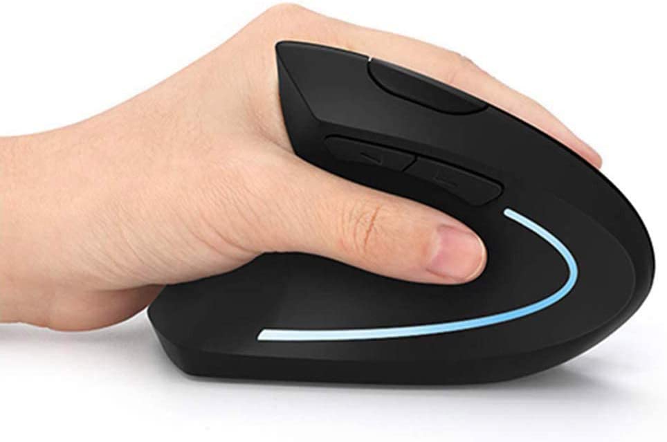 Photo 1 of Left Handed Mouse, Lefty Ergonomic Wireless Mouse - Acedada Rechargeable 2.4G Left Hand Vertical Mice with Nano Receiver, 6 Buttons, Less Noise - Black
