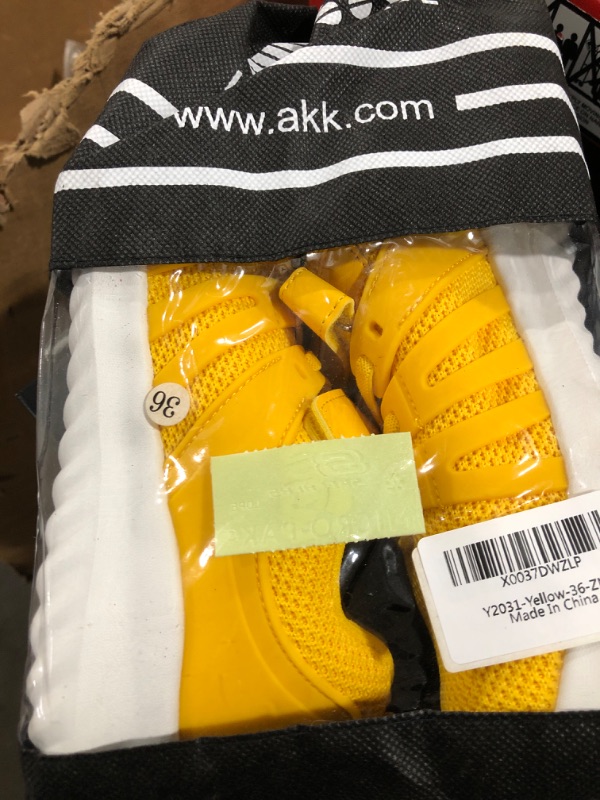 Photo 1 of Akk Kids Sneakers Running Tennis Athletic Gym Shoes for Boys Girls (Toddler/Little Kid/Big Kid) Yellow Size 4.5 SIZE 36