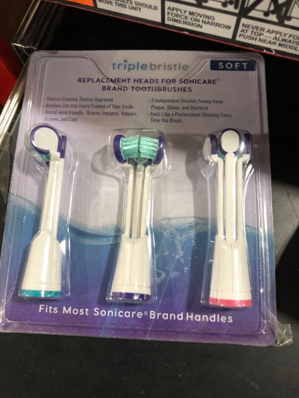 Photo 2 of Compatible with Sonicare® ONLY- Three Headed Replacement Toothbrush Heads - Fits ONLY These Sonicare Models DiamondClean, Flexcare+, HealthyWhite+, 2 Series Plaque Control (Soft Bristles – 3 Pack) Soft Bristles 3pack