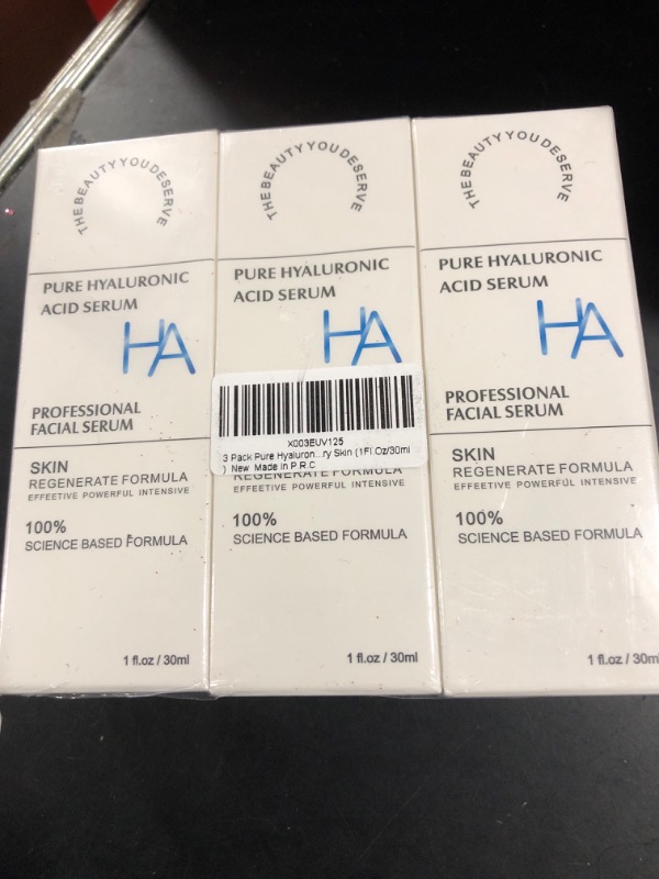 Photo 1 of 3 Pack Pure Hyaluronic Acid Serum for Face, Facial Moisturizer Skincare Fades Wrinkles Repair Brightening Firming Hydrating for Dry Skin (1Fl.Oz/30ml)