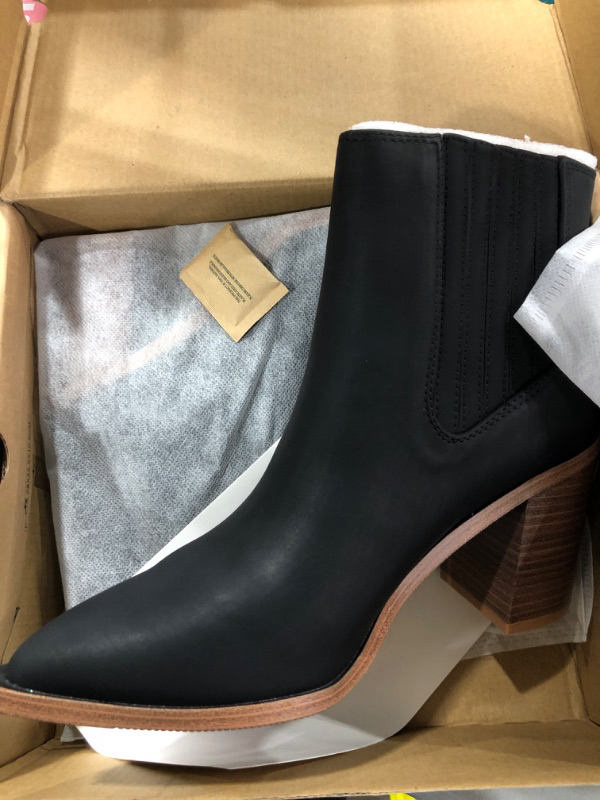 Photo 2 of 8 1/2 Womens Ankle Boots Pointed Toe Booties Chunky Block Heel Chelsea Western Elastic Cute Dress Shoes