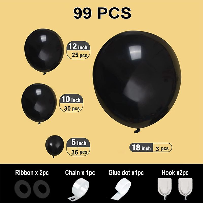 Photo 1 of 99pcs Balloon Arch Kit, Black Balloons Different Sizes, 18 12 10 5 inch Balloon Garland for Birthday Wedding Baby Shower Gender Reveal Thanksgivings Christmas Party Decorations (Black)