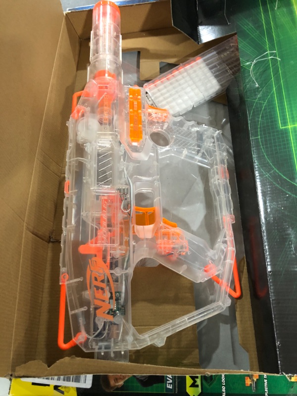 Photo 2 of Nerf Modulus Ghost Ops Evader Motorized Blaster -- Light-Up See-Through Blaster and Barrel Extension, Includes 12 Official Nerf Elite Darts (Amazon Exclusive) Frustration-Free Packaging