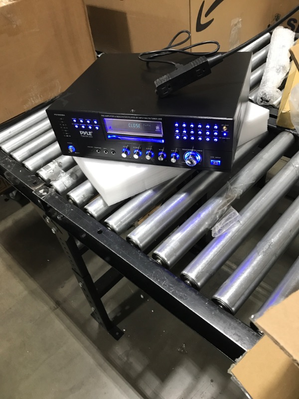 Photo 2 of 4-Channel Wireless Bluetooth Power Amplifier - 1000W Stereo Speaker Home Audio Receiver w/ FM Radio, USB, Headphone, 2 Microphone w/ Echo, Front Loading CD DVD Player, LED, Rack Mount - Pyle PD1000BA