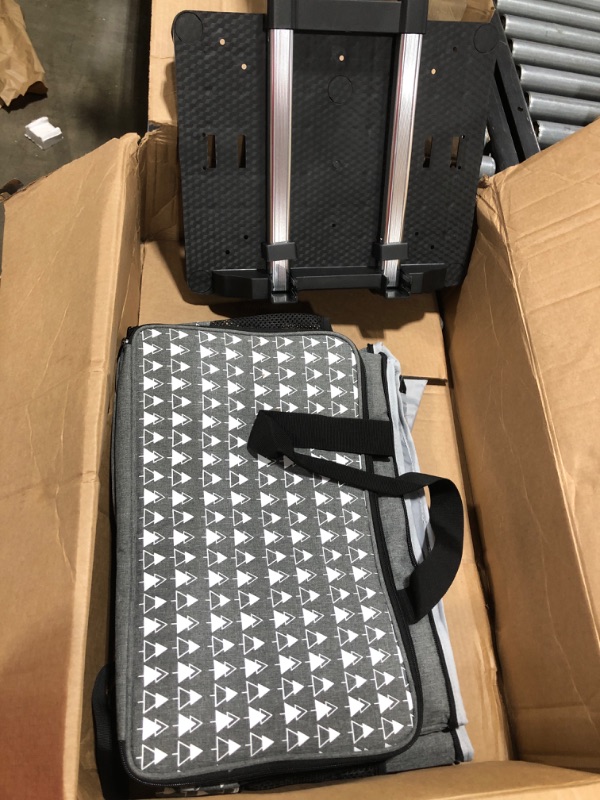 Photo 1 of TOKSKS Sewing Machine Carrying Case,Collapsible Trolley Bag with Wheels for Brother,Bernina,Most Standard Machines,Detachable Trolley Dolly Tote,Boarding Bag for Trip Grey gray