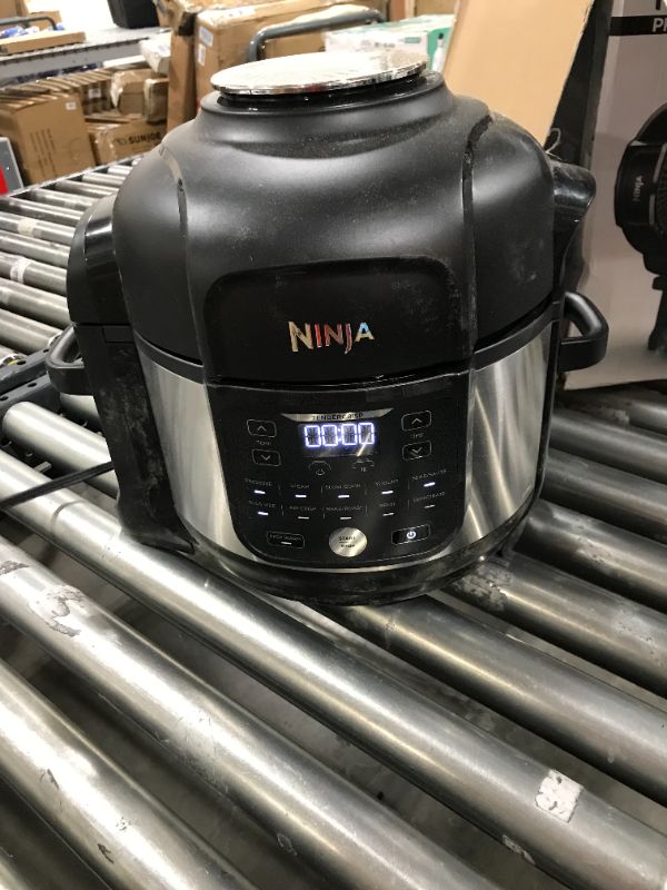 Photo 2 of Ninja FD302 Foodi 11-in-1 Pro 6.5 qt. Pressure Cooker & Air Fryer that Steams, Slow Cooks, Sears, Sautés, Dehydrates & More, with 4.6 qt. Crisper Plate, Nesting Broil Rack & Recipe Book, Silver/Black