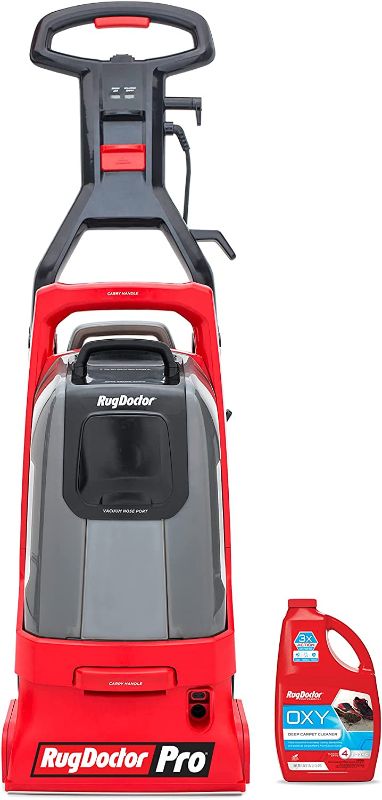 Photo 1 of Rug Doctor Pro Deep Commercial Carpet Cleaning Machine, Large Red Commercial Grade Carpet Cleaner, CRI Platinum Rated, Includes 48 oz. of Oxy Cleaning Solution