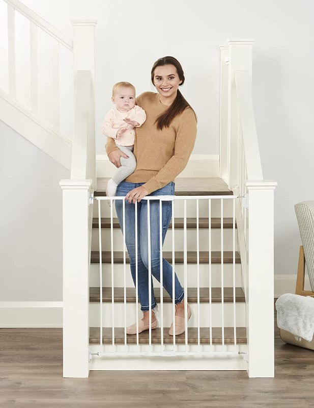 Photo 1 of Regalo 2-in-1 Extra Tall Easy Swing Stairway and Hallway Walk Through Baby Gate, White