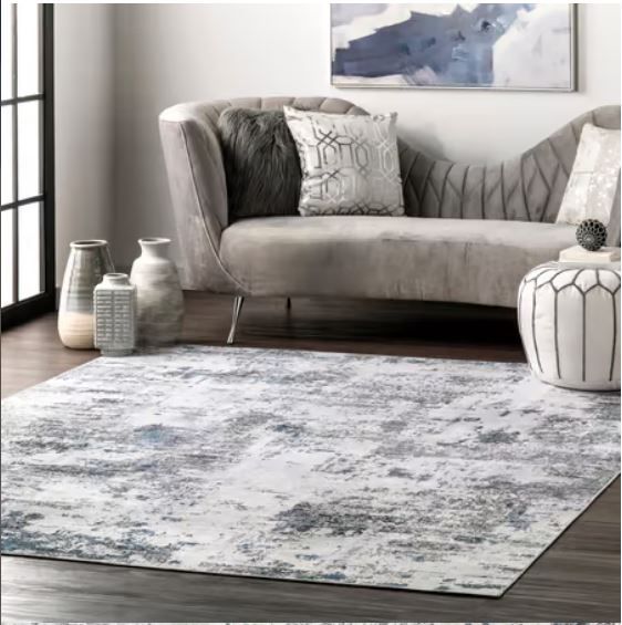 Photo 1 of Gray Faded Abstract Washable Area Rug