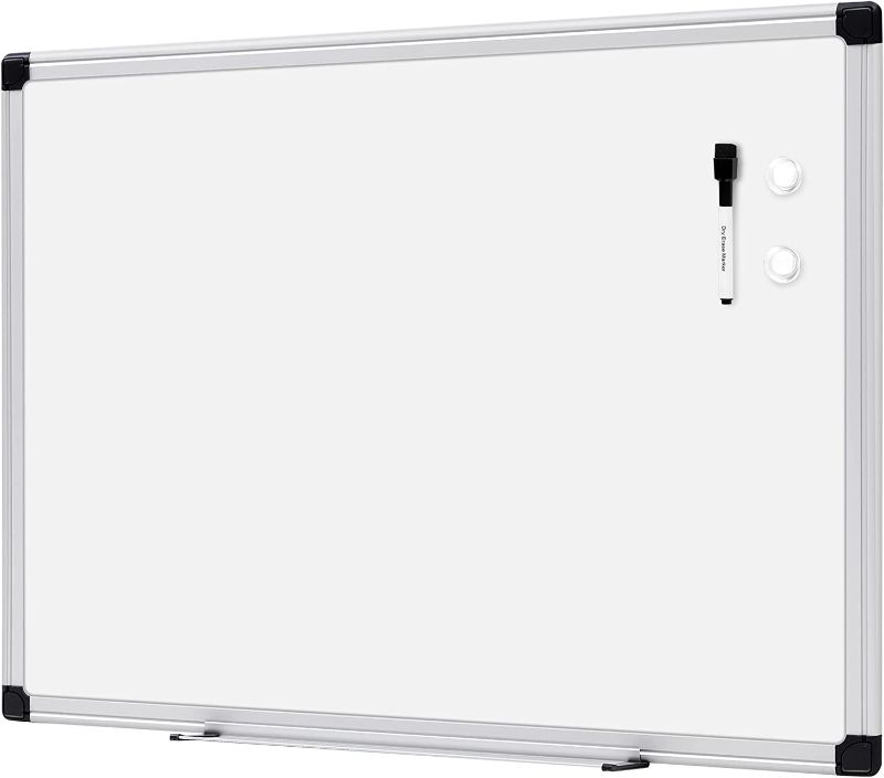 Photo 1 of Amazon Basics Magnetic Dry Erase White Board, 24 x 18-Inch Whiteboard - Silver Aluminium Frame