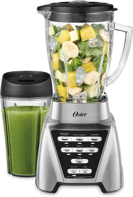 Photo 1 of Oster Blender | Pro 1200 with Glass Jar, 24-Ounce Smoothie Cup, Brushed Nickel