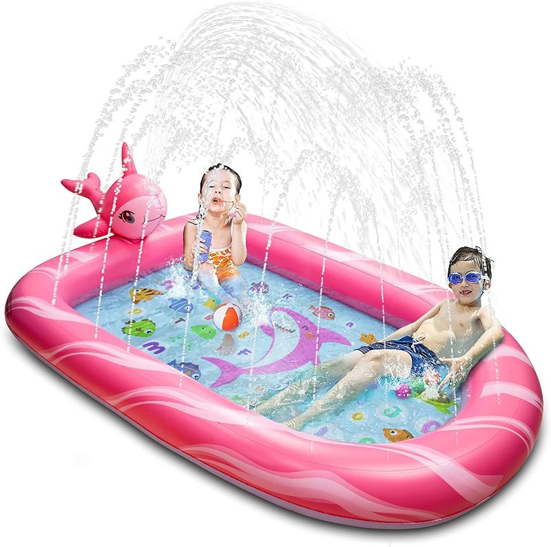 Photo 1 of BATURU Splash Pad for Kids Ages 4-8, Kids Splash padOutside Toys for Toddlers/Kids , 69" Splash Pad for Toddlers with Sea Animals and Letters