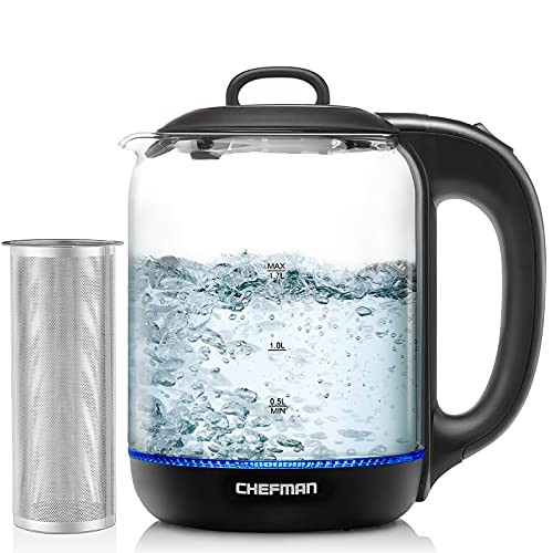 Photo 1 of Chefman 1.7 Liter Electric Kettle with Tea Infuser, Cordless with Removable Lid and 360 Swivel Base, LED Indicator Lights