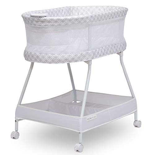 Photo 1 of Delta Children Sweet Dreams Bassinet with Airflow Mesh - Bedside Portable Crib with Vibration Lights and Music Grey Infinity
