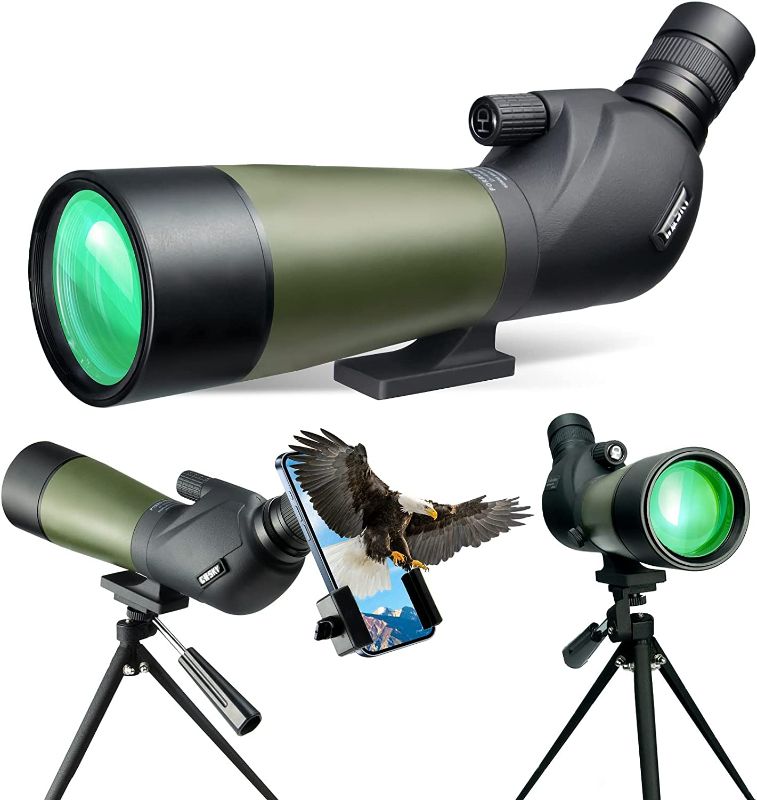 Photo 1 of Gosky 20-60x60 HD Spotting Scope with Tripod, Carrying Bag and Scope Phone Adapter - BAK4 45 Degree Angled Spotter Scope for Target Shooting Hunting Bird Watching Wildlife Scenery