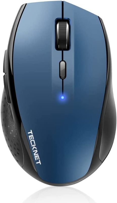 Photo 1 of Bluetooth Wireless Mouse, TECKNET 3200 DPI Computer Mouse, 24-Month Battery Life and 6 Adjustable DPI Levels, 6 Buttons Compatible with Ipad Pro/ Laptop/Surface Pro/Windows Computer/Chromebook-Blue