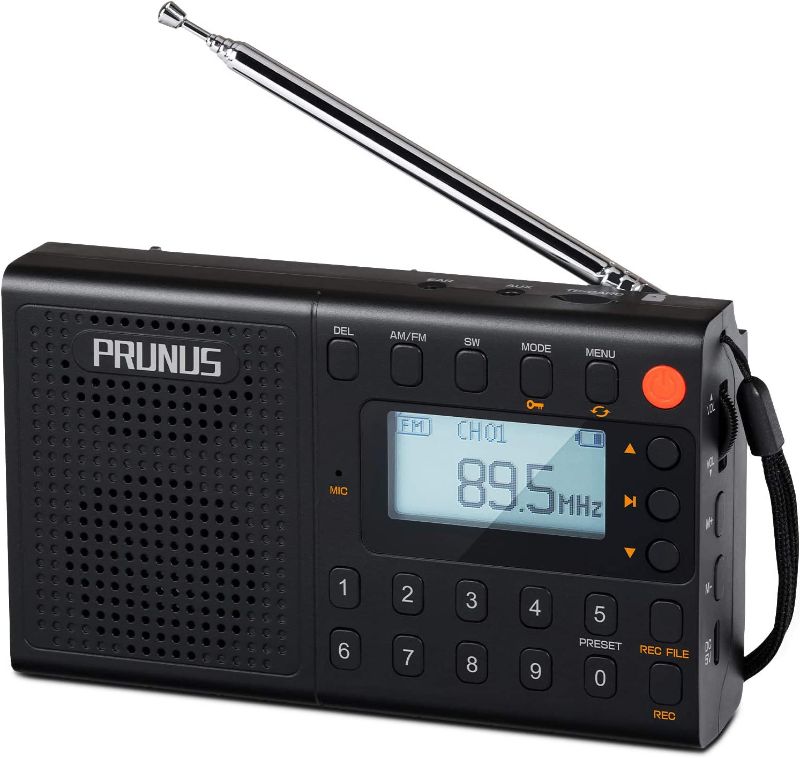 Photo 1 of  PRUNUS J-401 Recordable Small Radio, AM FM Radio Rechargeable, Presets Function, MP3 Player by TF Card, AUX Wired Speakers, Portable Radio