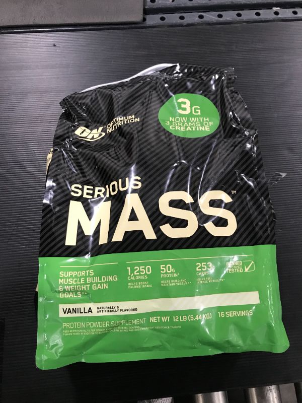 Photo 2 of Optimum Nutrition Serious Mass Weight Gainer Protein Powder Vitamin C Zinc and Vitamin D for Immune Support Vanilla 12 Pound (Packaging May Vary)

****EXPIRED****