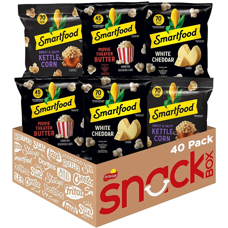 Photo 1 of ***EXPIRED*** Smart Popcorn 
Smartfood White Cheddar Flavored Popcorn, 0.625 Ounce (Pack of 18)
