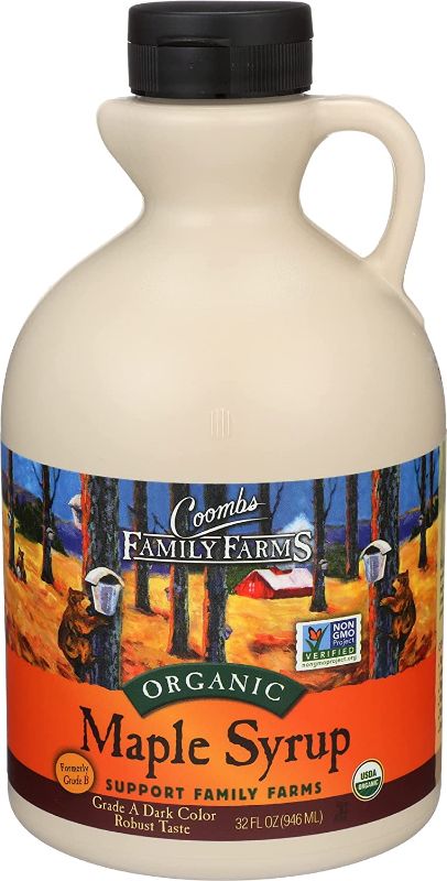 Photo 1 of Coombs Family Farms Maple Syrup, Organic, Grade A, Dark Color, Robust Taste, 32 Fl Oz