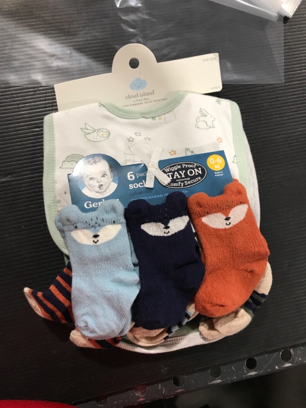 Photo 3 of Gerber Baby Boys 6pk Fox Socks - Orange/Blue 0-6M
Baby 4pk 'Hello Happy' Bib - Cloud Island™ Dark Green
