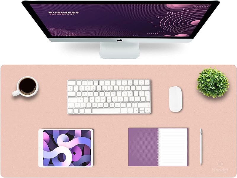 Photo 1 of K KNODEL Desk Mat, Mouse Pad, Desk Pad, Waterproof Desk Mat for Desktop, Leather Desk Pad for Keyboard and Mouse, Desk Pad Protector for Office and Home (Pink, 35.4" x 17")
