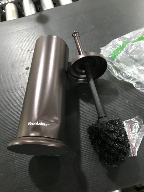 Photo 2 of BROOKSTONE, Bronze Metallic Toilet Brush with Holder, Long Handle for Deep Bowl Cleaning