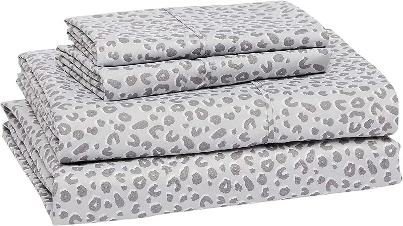 Photo 1 of Amazon Basics Lightweight Super Soft Easy Care Microfiber Bed Sheet Set with 14” Deep Pockets - Full, Gray Cheetah
