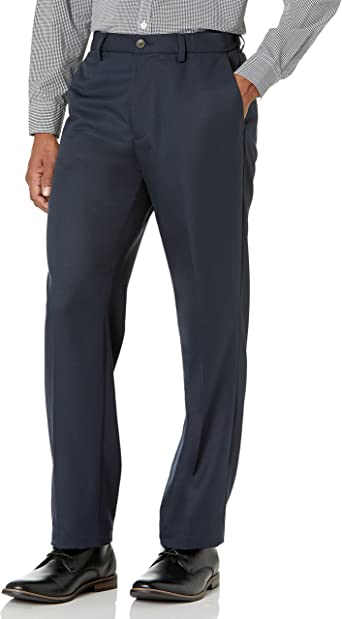 Photo 1 of Amazon Essentials Men's Classic-Fit Expandable-Waist Flat-Front Dress Pant 32 x 28