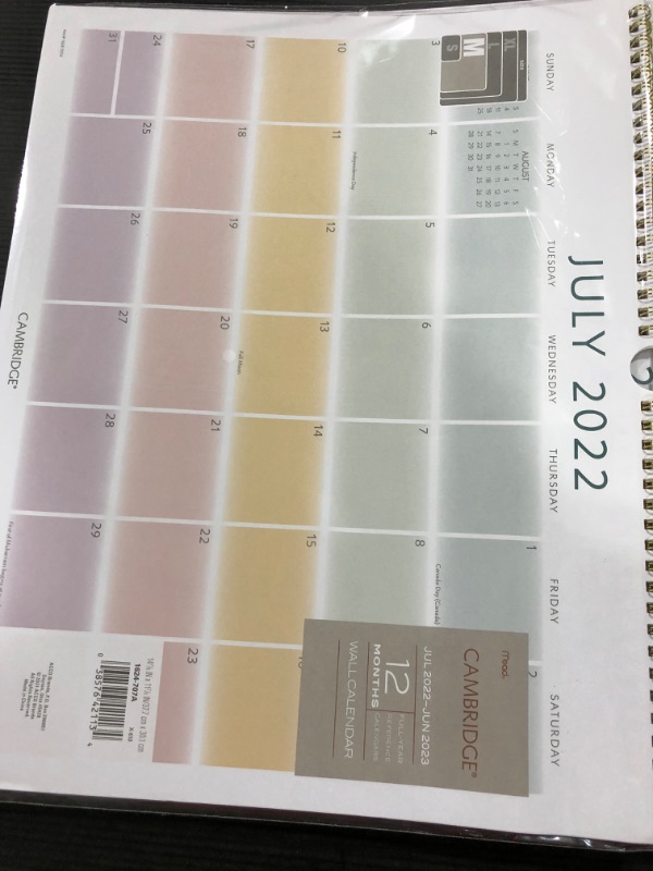 Photo 2 of 2022-23 Academic Wall Calendar 14.875"x11.875" Array - Cambridge
pack of 2