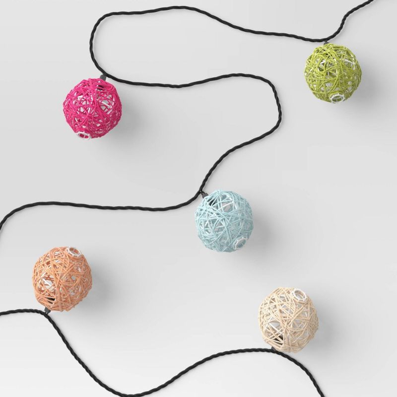 Photo 1 of 10ct Incandescent Mini Lights with Spun Cotton String Globes - Opalhouse™
