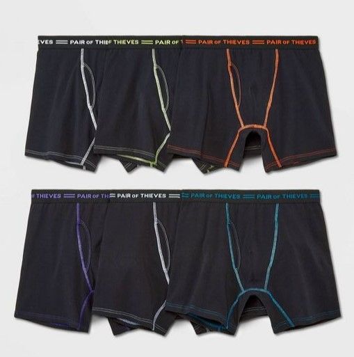 Photo 1 of XL Pair of Thieves Men's Every Day Kit Sport Brights Solid Boxer Briefs 4+2pk - Black