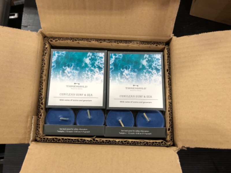 Photo 1 of 12pk Tealight Cerulean Surf and Sea Candle - Threshold 6pk