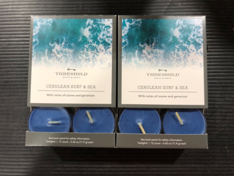Photo 2 of 12pk Tealight Cerulean Surf and Sea Candle - Threshold 6pk