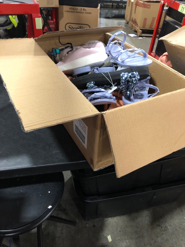 Photo 2 of BOX OF MISC FOOTWEAR VARIOUS SIZES STYLES AND COLORS SOLD AS IS