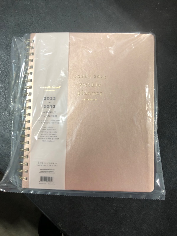 Photo 2 of 2022-23 Academic Planner 8.75x11 Weekly Spiral Vegan Leather Blush - russell+hazel
